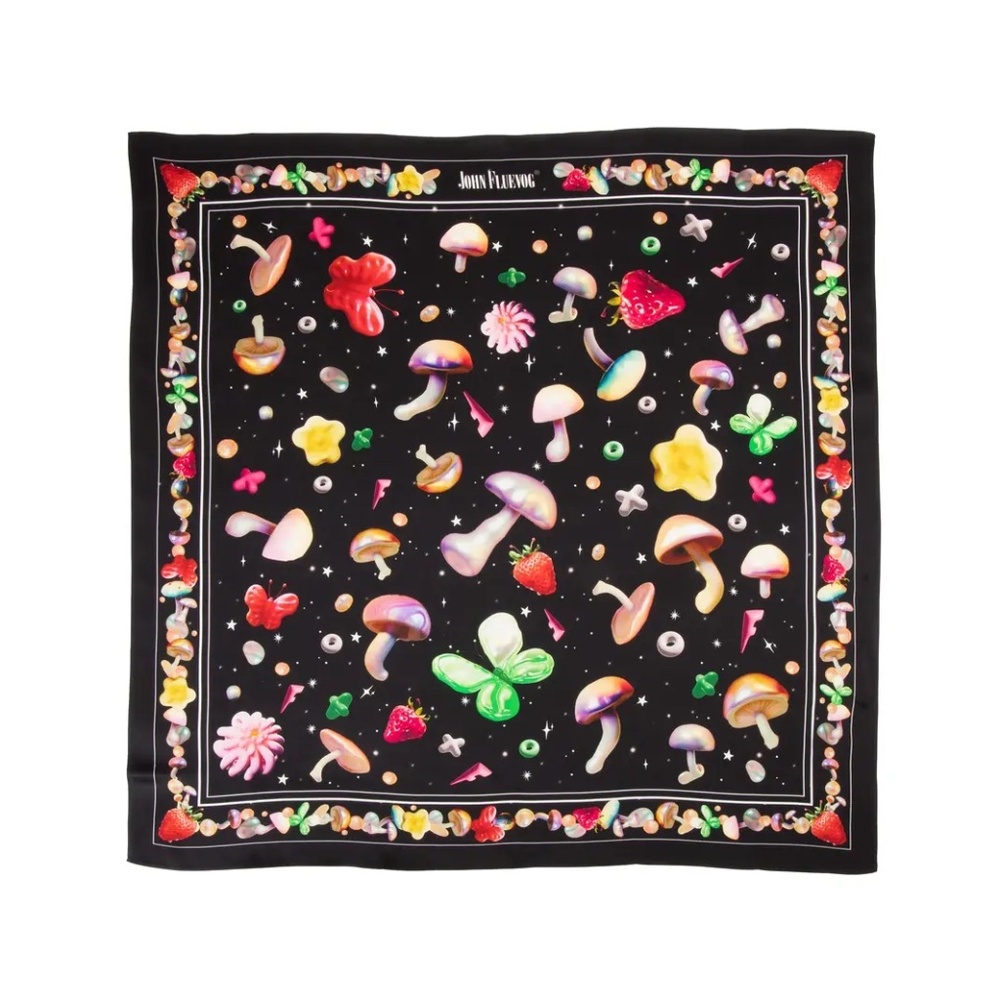 Fluevog Mushroom Universe Bandana 100% mulberry silk scarf - Limited Edition!